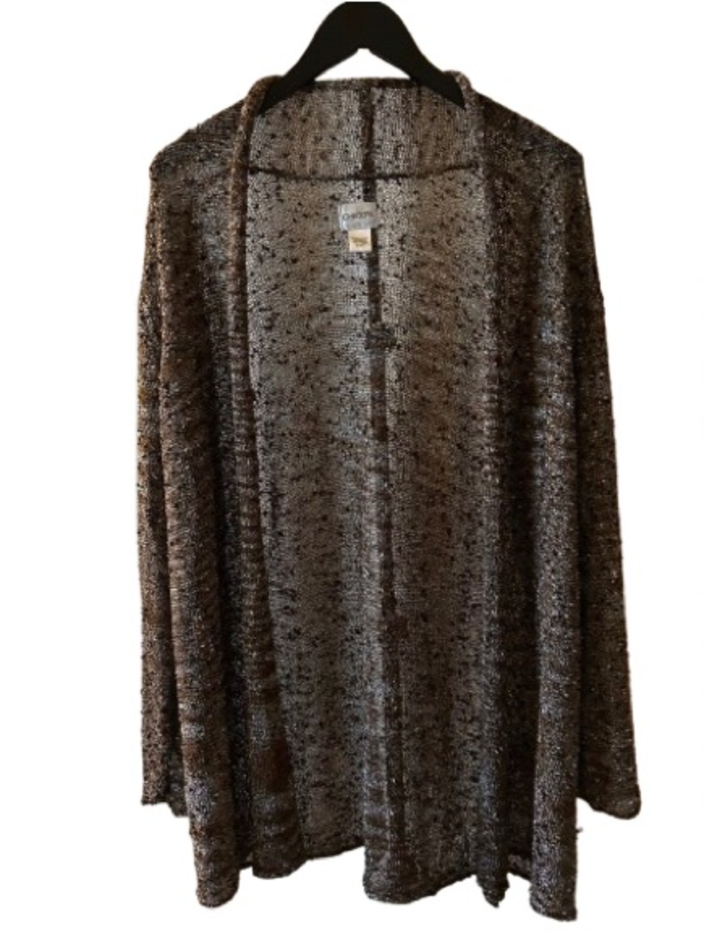 Chico's Metallic Gold-Brown Open Knit Cardigan